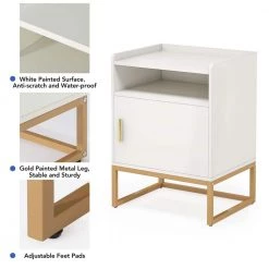 1-Drawer White and Gold Nightstand with Storage Shelf, 26.77" Tall Side Table Bedside Cabinets for Bedroom by TRIBESIGNS WAY TO ORIGIN 12 1-Drawer White and Gold Nightstand with Storage Shelf, 26.77" Tall Side Table Bedside Cabinets for Bedroom by TRIBESIGNS WAY TO ORIGIN -Deals Glitzhome Store white tribesigns way to origin nightstands acrt o001 76 1000