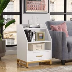 Mayville 1-Drawer White Nightstand 29.53 in. H x 19.69 in. W x 15.74 in. D by TRIBESIGNS WAY TO ORIGIN -Deals Glitzhome Store white tribesigns way to origin nightstands hd c0600 cx 1f 1000
