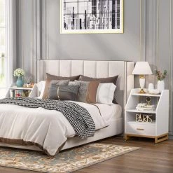 Mayville 1-Drawer White Nightstand 29.53 in. H x 19.69 in. W x 15.74 in. D by TRIBESIGNS WAY TO ORIGIN -Deals Glitzhome Store white tribesigns way to origin nightstands hd c0600 cx 31 1000