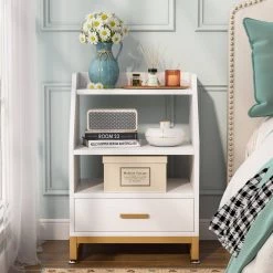 Mayville 1-Drawer White Nightstand 29.53 in. H x 19.69 in. W x 15.74 in. D by TRIBESIGNS WAY TO ORIGIN -Deals Glitzhome Store white tribesigns way to origin nightstands hd c0600 cx 4f 1000