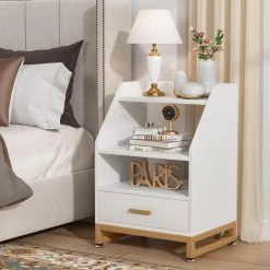 Mayville 1-Drawer White Nightstand 29.53 in. H x 19.69 in. W x 15.74 in. D by TRIBESIGNS WAY TO ORIGIN -Deals Glitzhome Store white tribesigns way to origin nightstands hd c0600 cx c3 1000