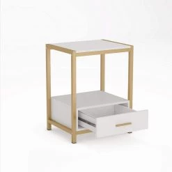 Ian 1-Drawer White Nightstand with Storage Shelves (19.7 in. W x 15.7 in. D x 25.6 in. H) by TRIBESIGNS WAY TO ORIGIN