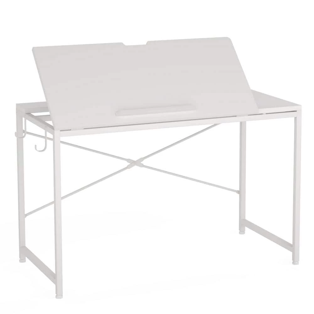 Halseey 39 in. White Drafting Table Writing Painting Studying Reading Desk Art Til-table Height Angle 2 Hooks by TRIBESIGNS WAY TO ORIGIN 3 Halseey 39 in. White Drafting Table Writing Painting Studying Reading Desk Art Til-table Height Angle 2 Hooks by TRIBESIGNS WAY TO ORIGIN