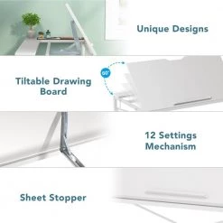 Halseey 39 in. White Drafting Table Writing Painting Studying Reading Desk Art Til-table Height Angle 2 Hooks by TRIBESIGNS WAY TO ORIGIN 29 Halseey 39 in. White Drafting Table Writing Painting Studying Reading Desk Art Til-table Height Angle 2 Hooks by TRIBESIGNS WAY TO ORIGIN -Deals Glitzhome Store white tribesigns way to origin writing desks hd jw0085 wzz 76 1000