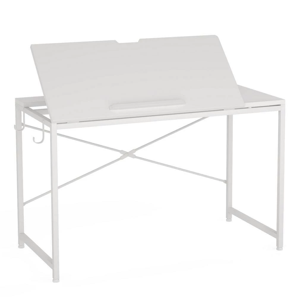 Halseey 39 in. White Drafting Table Writing Painting Studying Reading Desk Art Til-table Height Angle 2 Hooks by TRIBESIGNS WAY TO ORIGIN 16 Halseey 39 in. White Drafting Table Writing Painting Studying Reading Desk Art Til-table Height Angle 2 Hooks by TRIBESIGNS WAY TO ORIGIN - Image 14