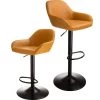 42.72 in. H Yellow Mid-Century Modern Leatherette Gaslift Metal Frame Adjustable Swivel Low Back Bar Stool (Set of 2) by Glitzhome -Deals Glitzhome Store yellow glitzhome bar stools gh1010202901 64 1000