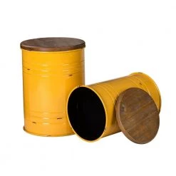 14.5 in. W Yellow Round Wood Storage End Table or Accent Table or Stool with Solid Wood Lid (2-Pack) by Glitzhome -Deals Glitzhome Store yellow glitzhome end side tables ga2003800009 1f 1000