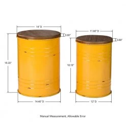 14.5 in. W Yellow Round Wood Storage End Table or Accent Table or Stool with Solid Wood Lid (2-Pack) by Glitzhome -Deals Glitzhome Store yellow glitzhome end side tables ga2003800009 c3 1000